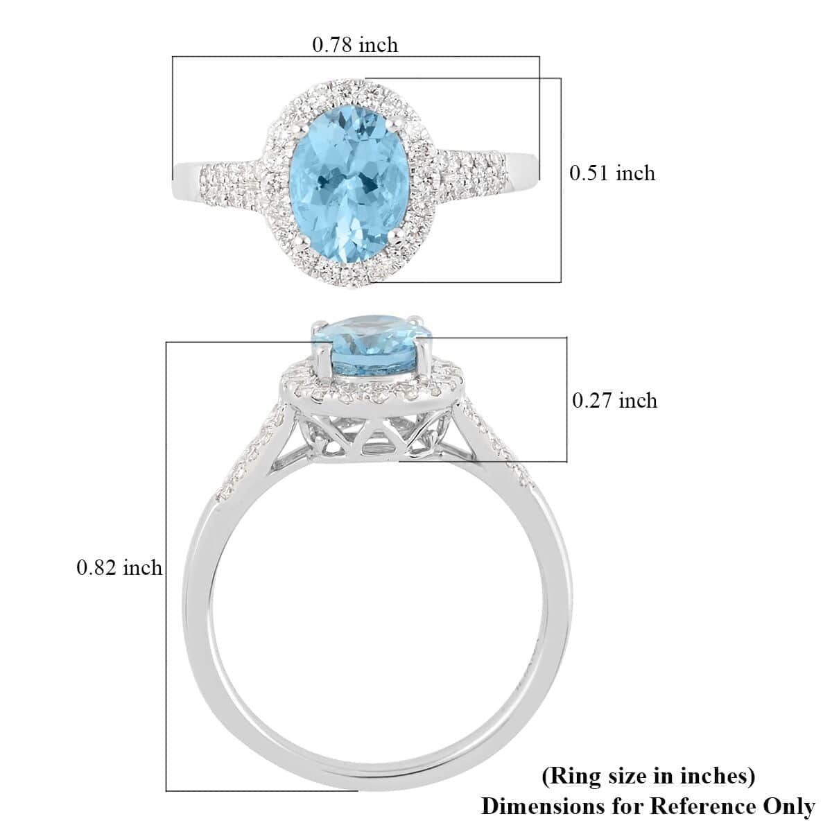 Certified & Appraised Iliana 18K White Gold AAA Santa Maria Aquamarine and G-H SI Diamond Halo Ring (Size 6.0) 1.50 ctw image number 3