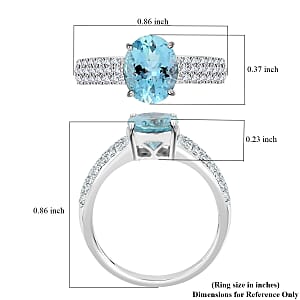 Certified  Iliana 18K White Gold AAA Santa Maria Aquamarine and G-H SI Diamond Ring (Size 7.0) 2.00 ctw