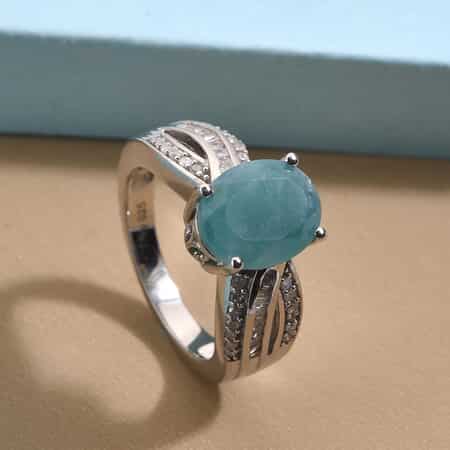 Premium Grandidierite and Diamond Ring in Platinum Over Sterling Silver (Size 10.0) 3.00 ctw image number 1