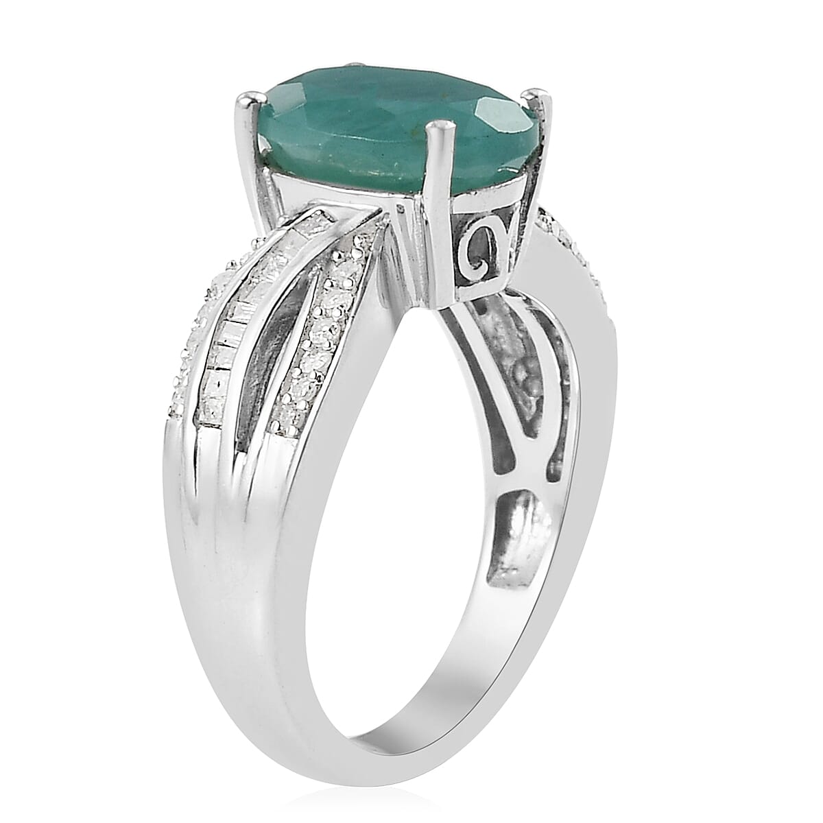 Premium Grandidierite and Diamond Ring in Platinum Over Sterling Silver (Size 7.0) 3.00 ctw image number 3