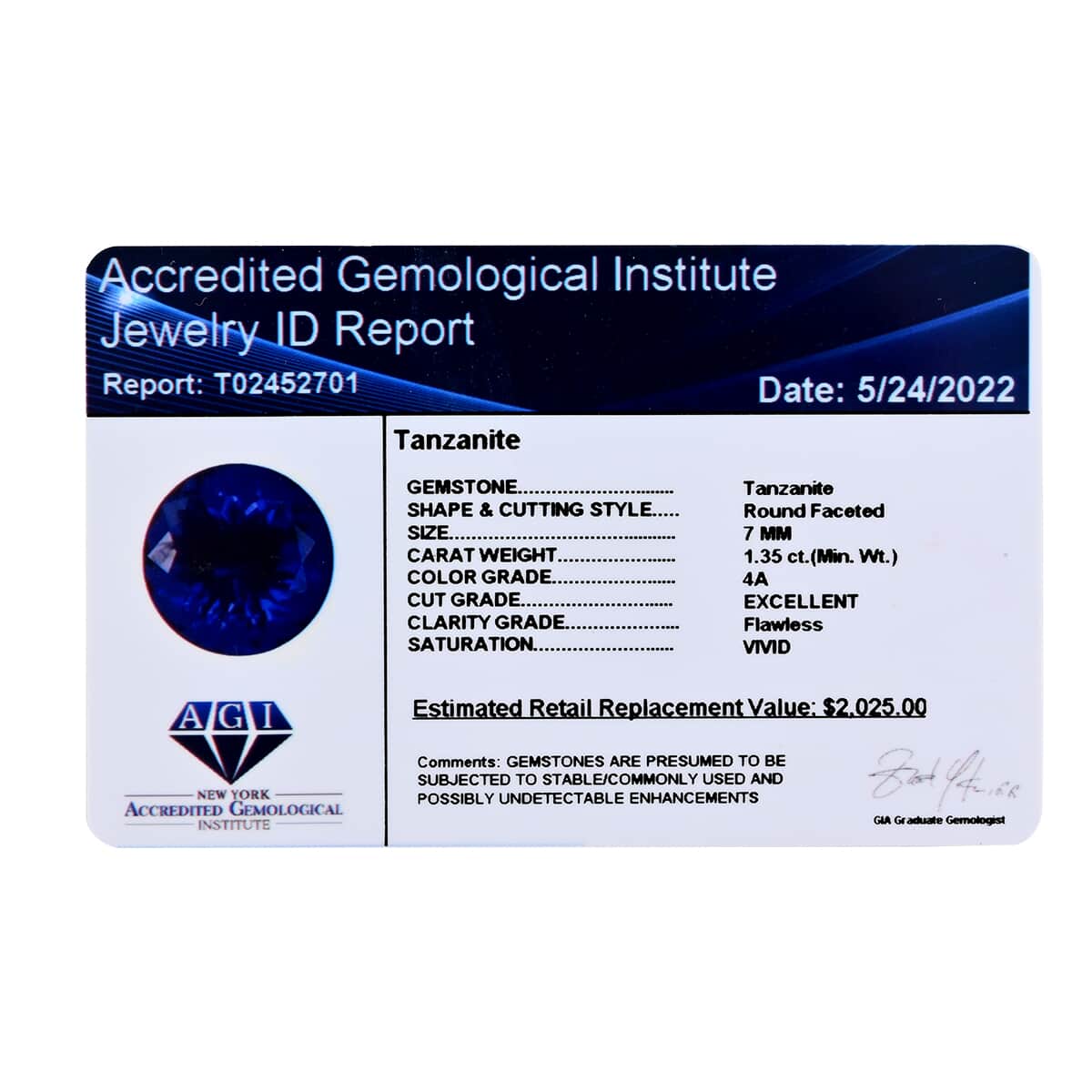 Certified AAAA Tanzanite (Rnd 7 mm) 1.35 ctw, Loose Gem, Gemstone, Birthstones, Jewel Stone, Gemstone Jewelry image number 5