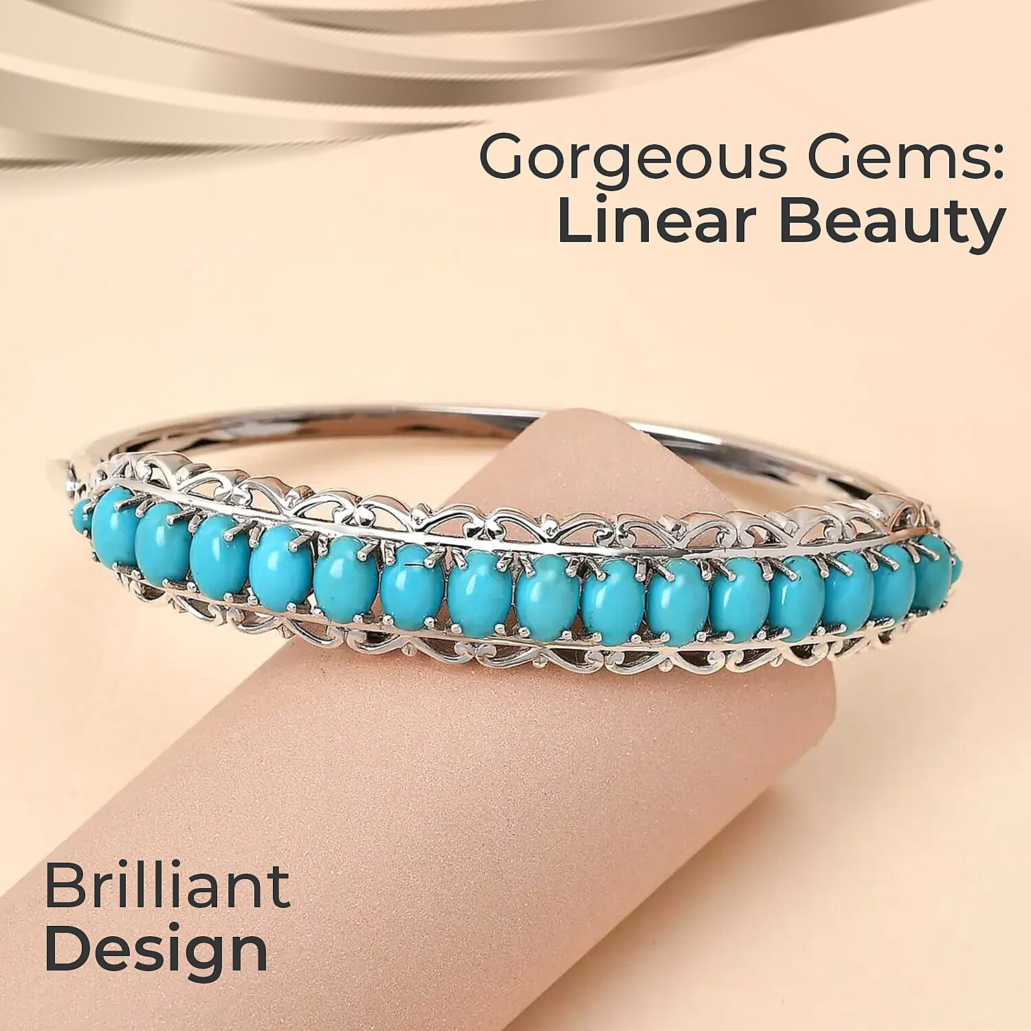 Sleeping Beauty Turquoise 11.00 ctw Bangle Bracelet in Platinum Over Sterling Silver (7.25 In)