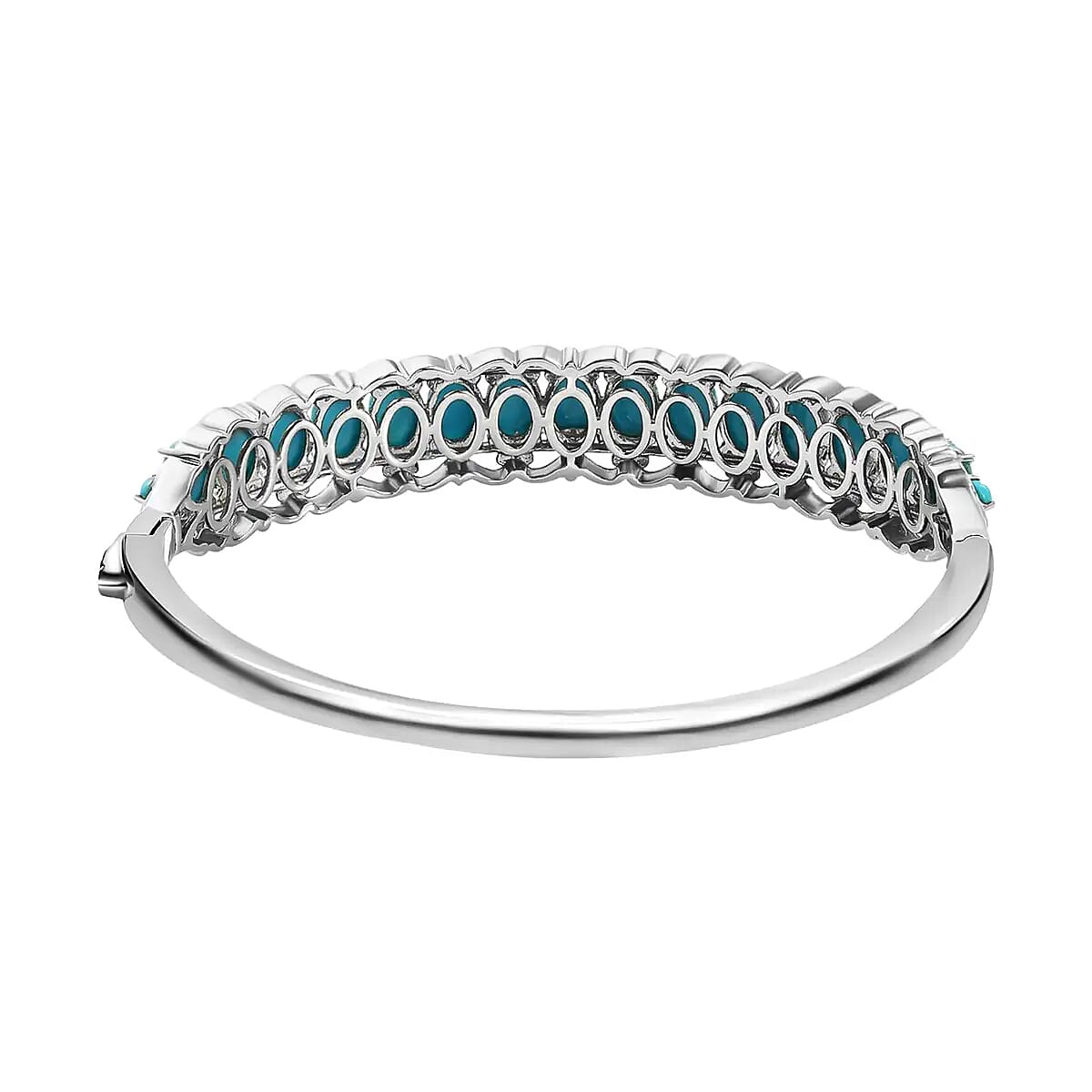 Sleeping Beauty Turquoise 11.00 ctw Bangle Bracelet in Platinum Over Sterling Silver (7.25 In)