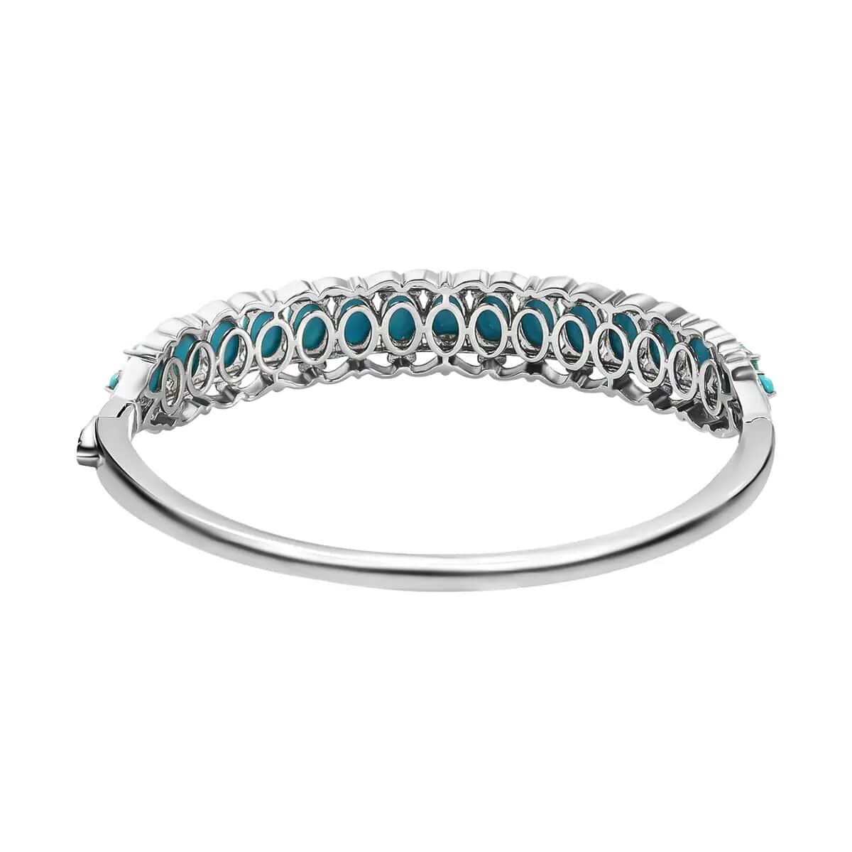 Sleeping Beauty Turquoise 11.00 ctw Bangle Bracelet in Platinum Over Sterling Silver (7.25 In) image number 4