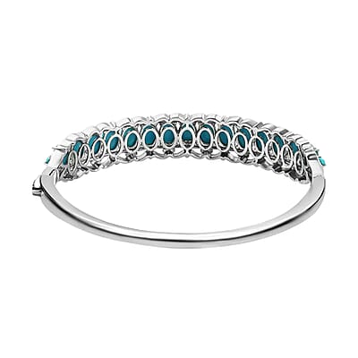 Sleeping Beauty Turquoise 11.00 ctw Bangle Bracelet in Platinum Over Sterling Silver (7.25 In)