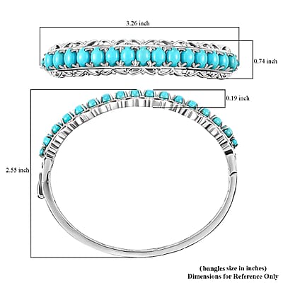 Sleeping Beauty Turquoise 11.00 ctw Bangle Bracelet in Platinum Over Sterling Silver (7.25 In)