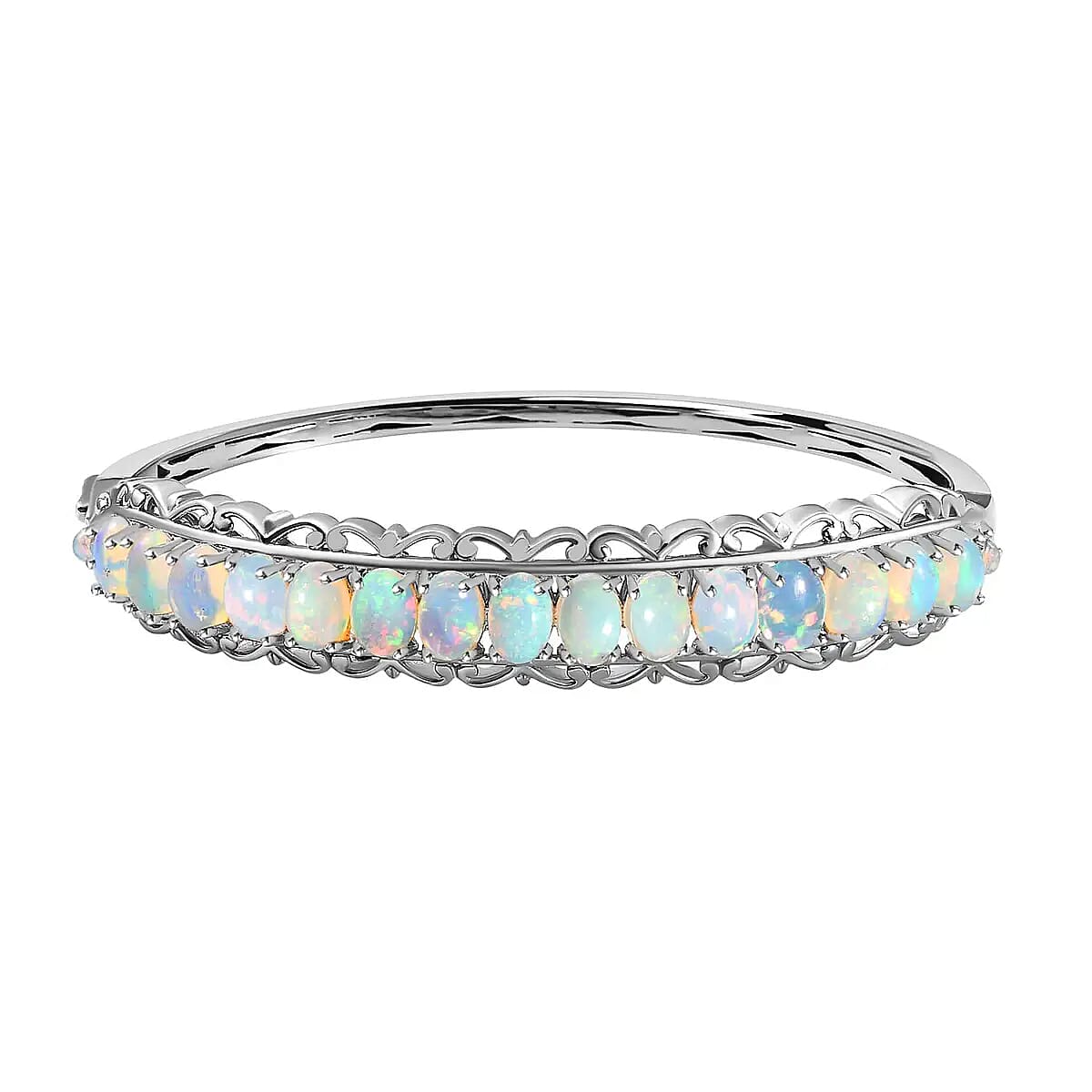 AMERICAN Natural Sleeping Beauty Turquoise Bangle Bracelet in Platinum Over Sterling Silver (7.25 In) 18.90 Grams 10.40 ctw image number 0