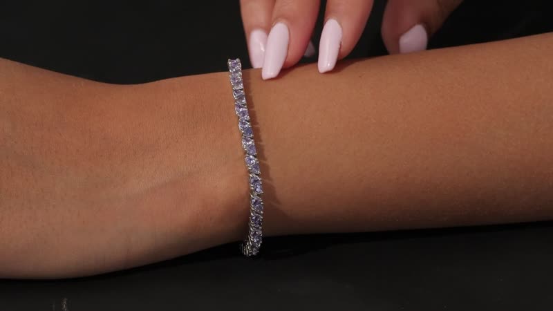 Tanzanite Tennis Bracelet in Platinum Over Sterling Silver (8.00 In) 12.10 Grams 6.60 ctw