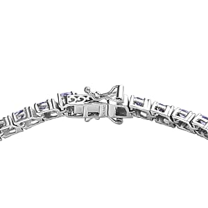 Tanzanite Tennis Bracelet in Platinum Over Sterling Silver (6.50 In) 6.35 ctw