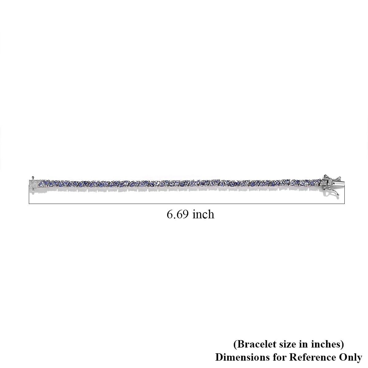 Tanzanite Tennis Bracelet in Platinum Over Sterling Silver (6.50 In) 6.35 ctw