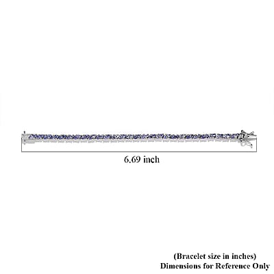 Tanzanite Tennis Bracelet in Platinum Over Sterling Silver (6.50 In) 6.35 ctw