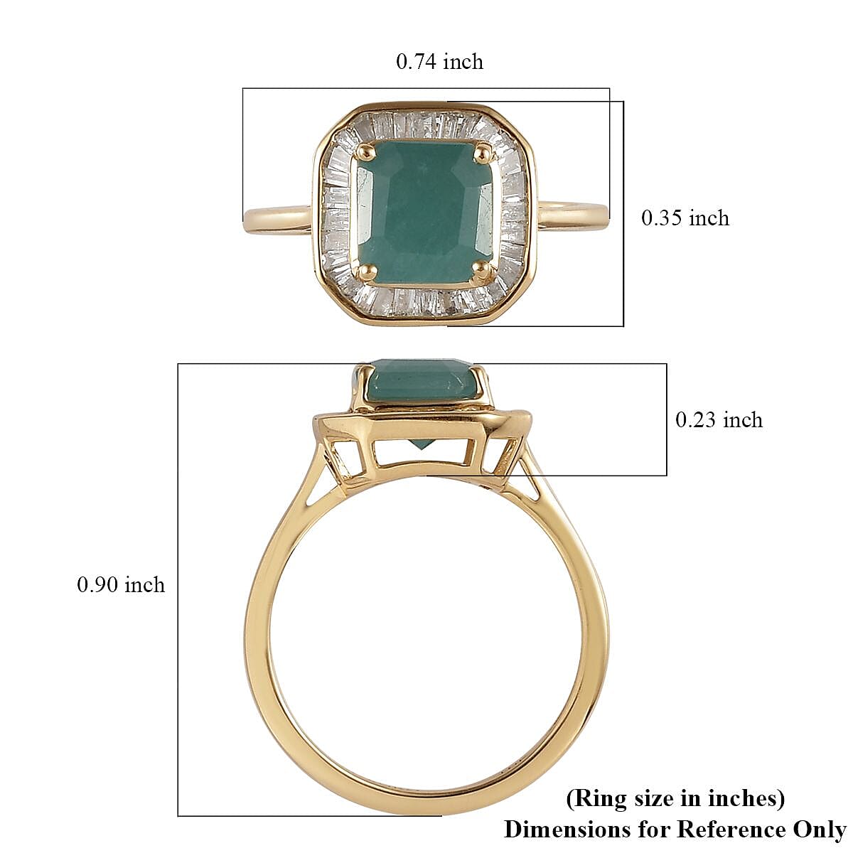 LUXORO 10K Yellow Gold Asscher Cut Premium Grandidierite and Diamond Halo Ring (Size 10.0) 2.15 Grams 1.50 ctw