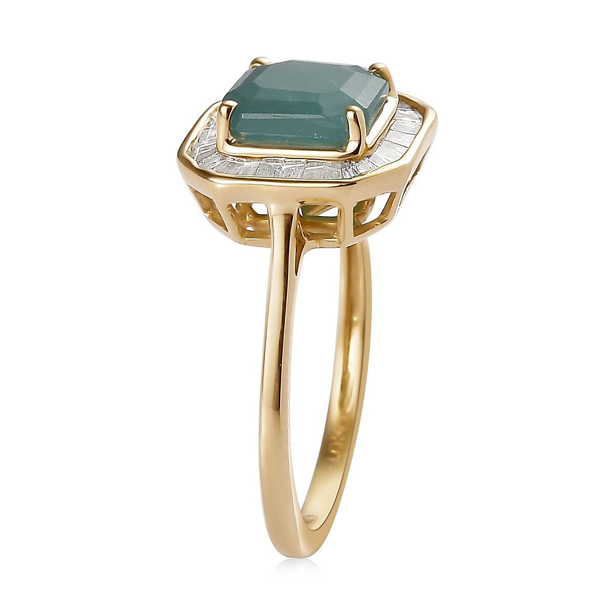 Luxoro 10K Yellow Gold Asscher Cut Premium Grandidierite and Diamond Halo Ring (Size 6.0) 1.50 ctw image number 3