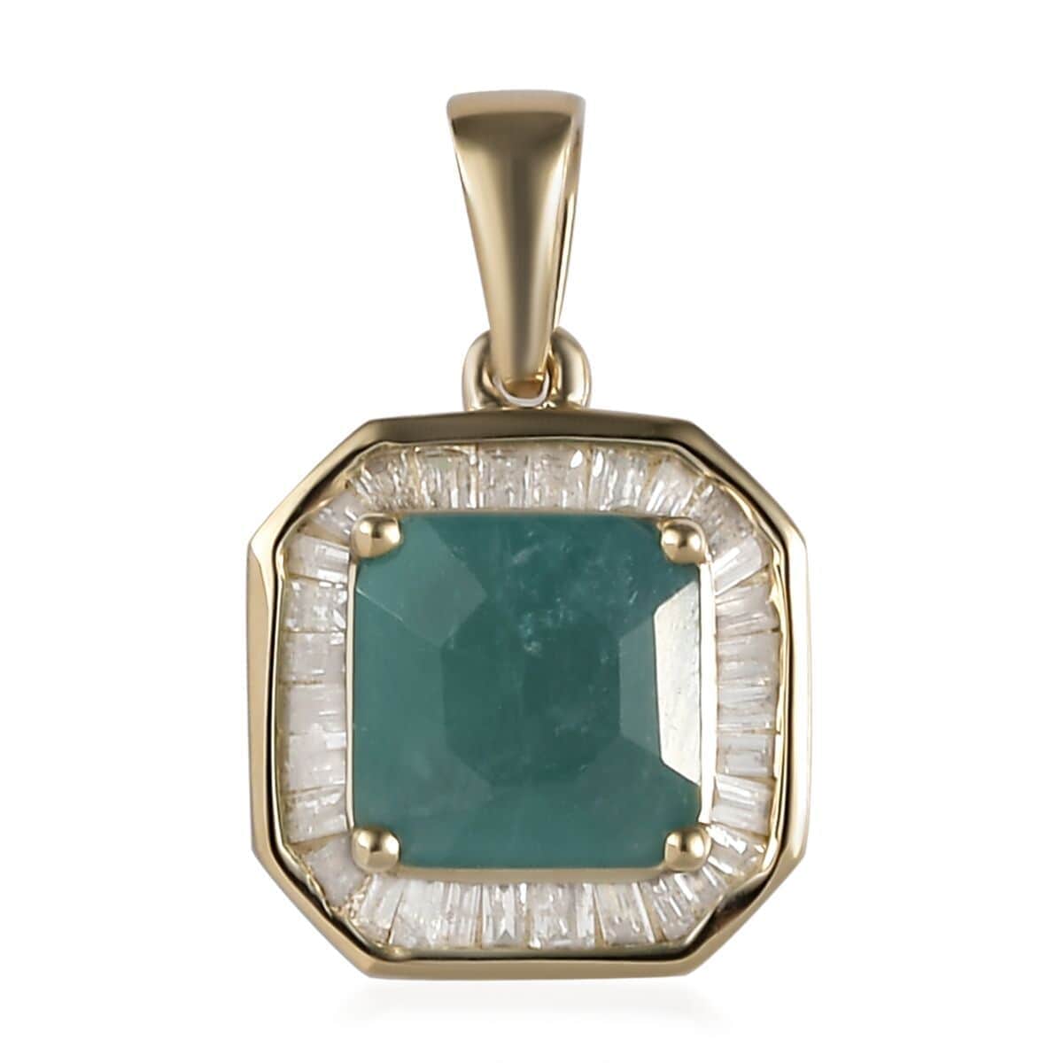 Luxoro Asscher Cut Premium Grandidierite and Diamond 2.00 ctw Halo Pendant in 10K Yellow Gold image number 0