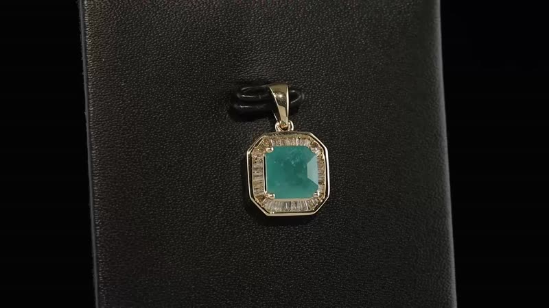 Luxoro Asscher Cut Premium Grandidierite and Diamond 2.00 ctw Halo Pendant in 10K Yellow Gold
