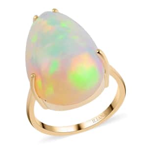 Certified & Appriased Iliana 18K Yellow Gold AAA Ethiopian Welo Opal Solitaire Ring (Size 7.0) 16.35 ctw