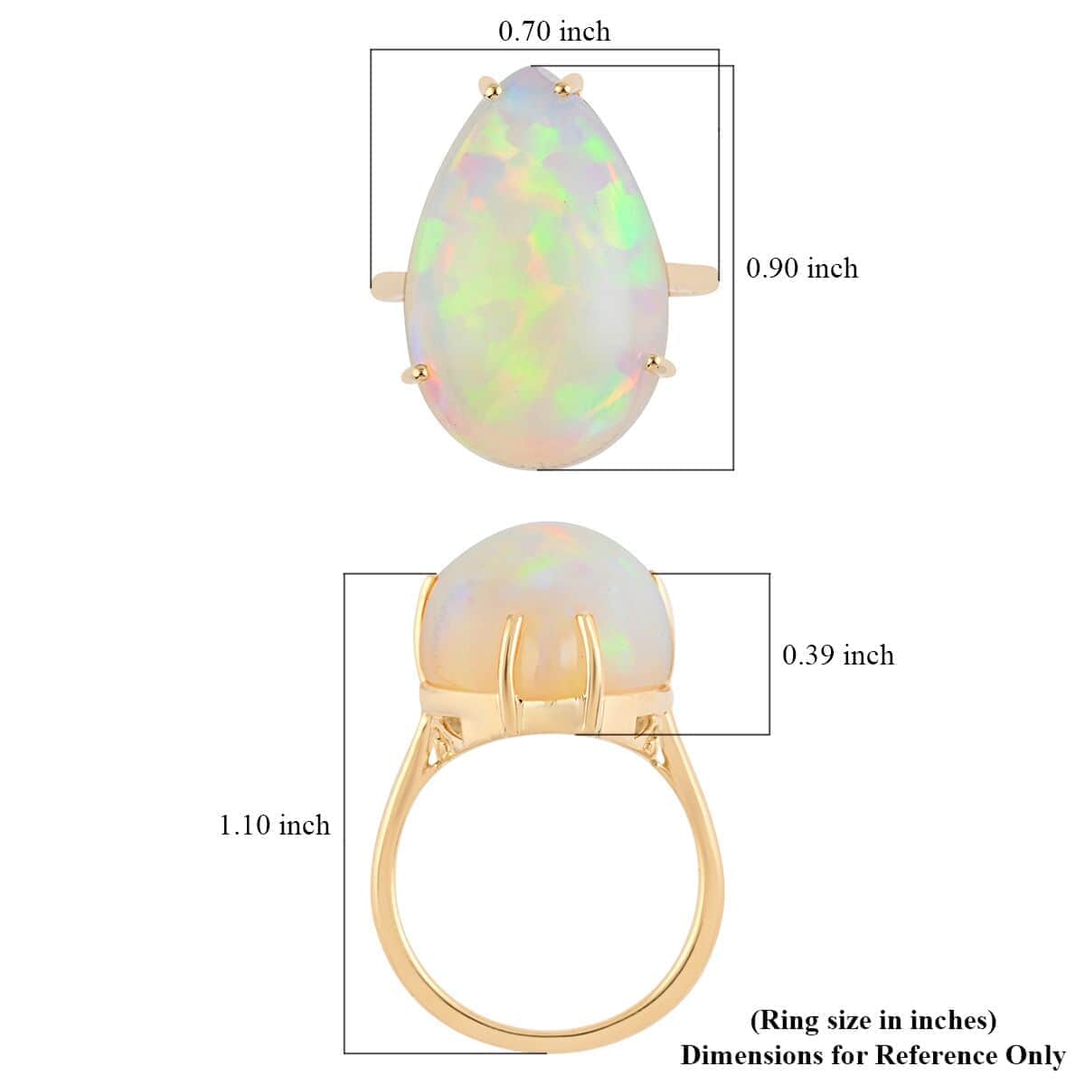Certified & Appriased Iliana 18K Yellow Gold AAA Ethiopian Welo Opal Solitaire Ring (Size 7.0) 16.35 ctw image number 3