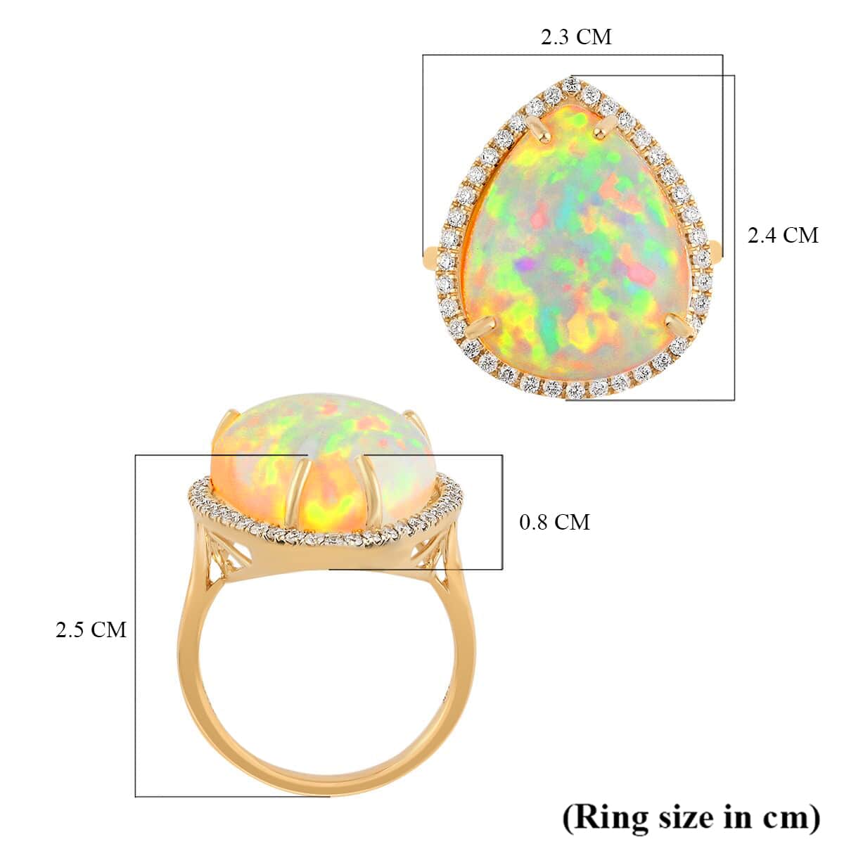Certified and Appraised Iliana AAA Ethiopian Welo Opal Halo Ring in 18K Yellow Gold, G-H SI Diamond Accent Ring, Opal Jewelry, Wedding Gifts For Her 4.25 Grams 12.00 ctw (Size 7) image number 3