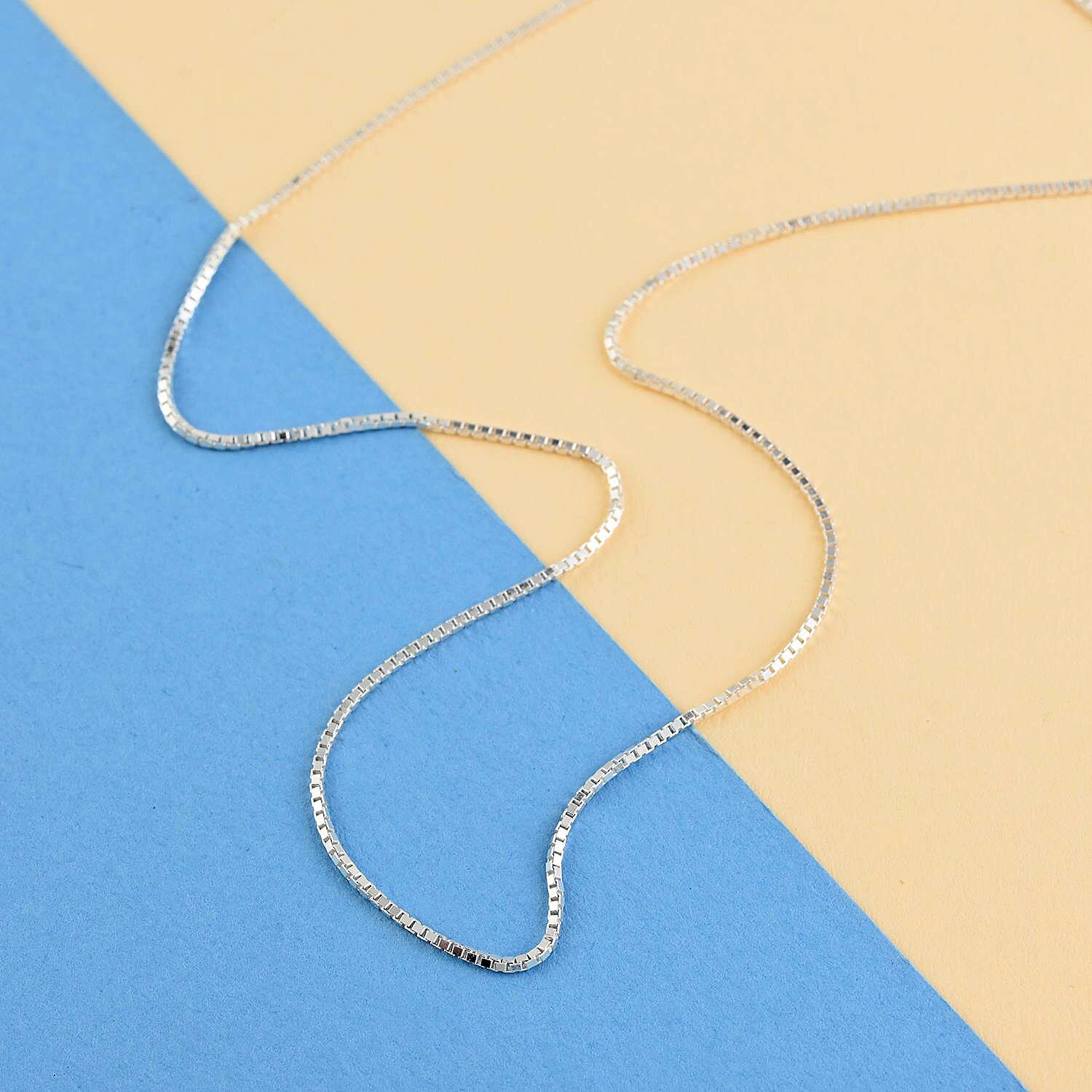Sterling Silver Box Chain Bolo Adjustable Necklace with Heart Charm 24 Inches  0.8mm 2.90 Grams