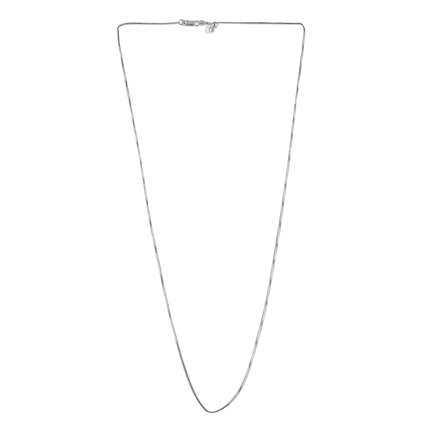Sterling Silver Box Chain Bolo Adjustable Necklace with Heart Charm 24 Inches  0.8mm 2.90 Grams