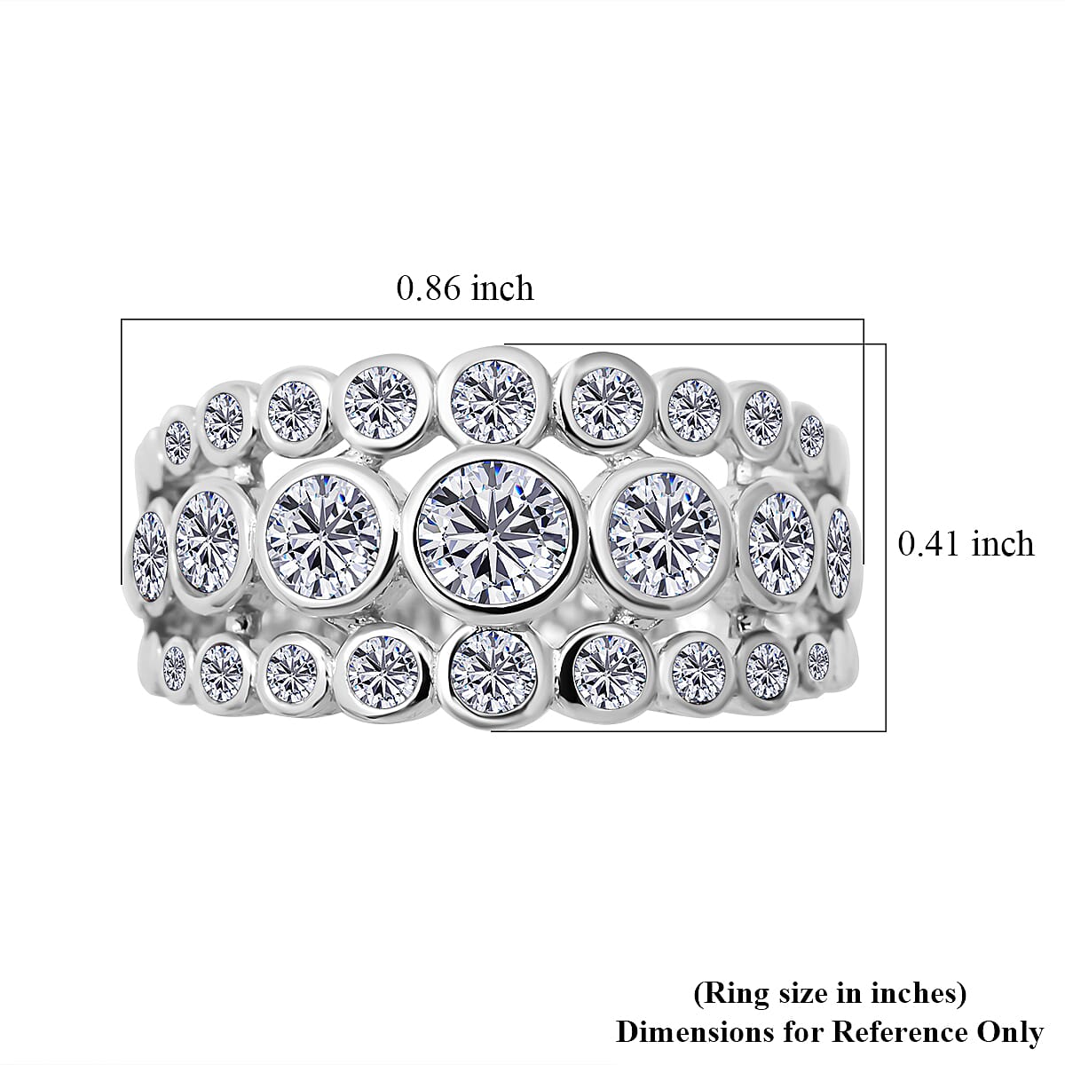 Simulated Diamond Scallop Band Ring in Sterling Silver