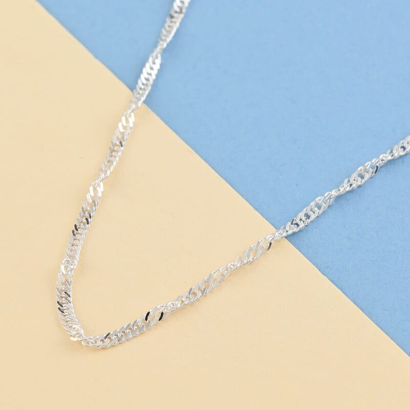 Sterling Silver 1.7mm Singapore Chain Bolo Adjustable Necklace 24 Inches 3.15 Grams