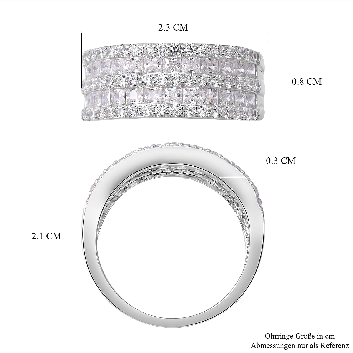 Simulated Diamond 2.91 ctw Ring in Rhodium Over Sterling Silver (Size 6.5)