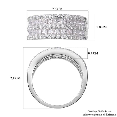 Simulated Diamond 2.91 ctw Ring in Rhodium Over Sterling Silver (Size 6.5)