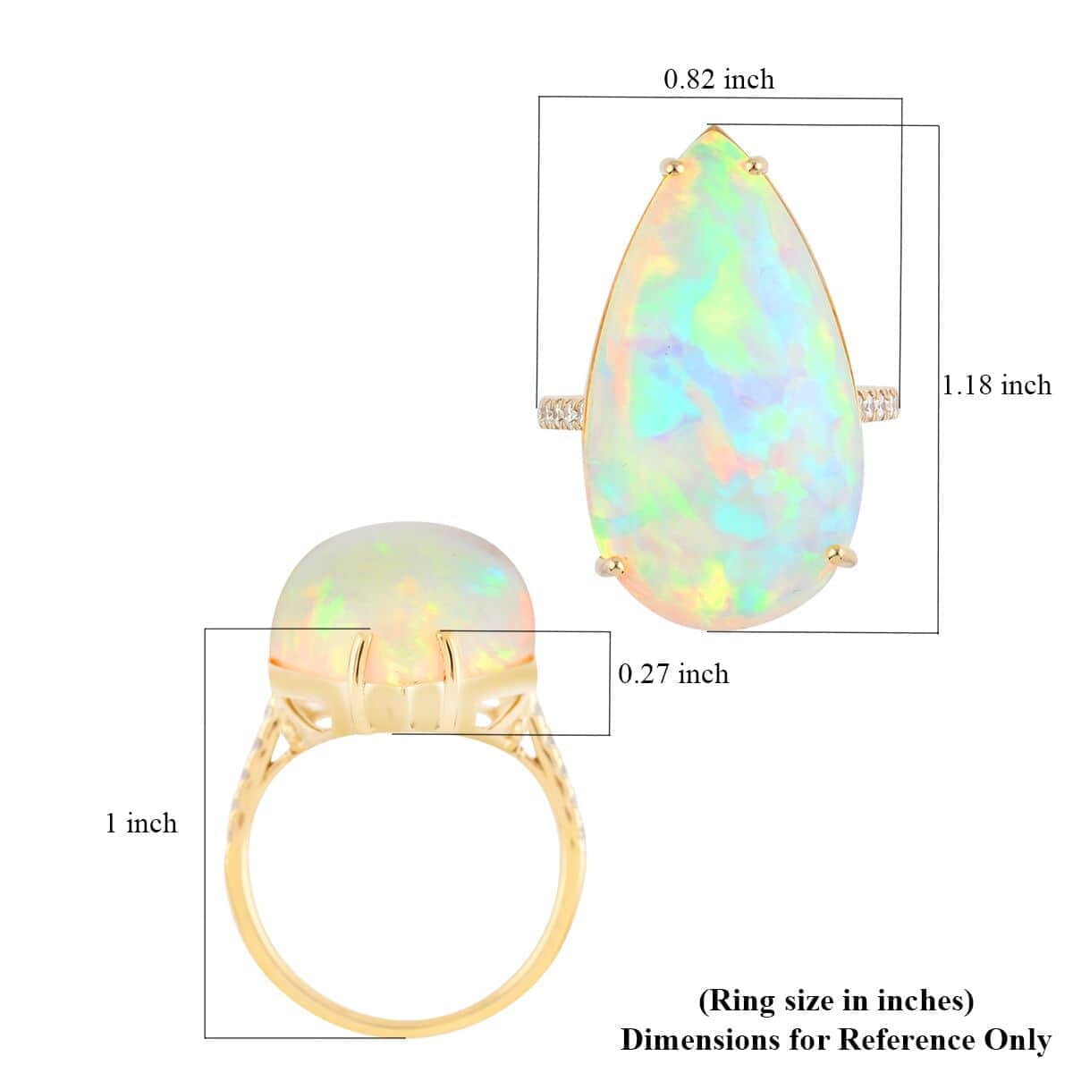 Certified & Appraised ILIANA 18K Yellow Gold AAA Ethiopian Welo Opal and G-H SI Diamond Ring 4.28 Grams 15.25 ctw image number 2