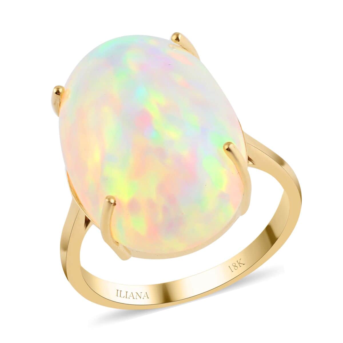 Certified & Appraised Iliana AAA Ethiopian Welo Opal 8.35 ctw Solitaire Ring in 18K Yellow Gold (Size 6.0) image number 0