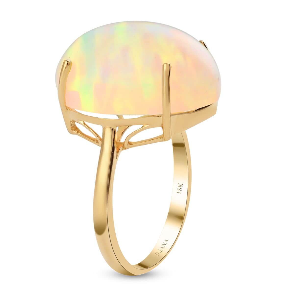 Certified & Appraised Iliana AAA Ethiopian Welo Opal 8.35 ctw Solitaire Ring in 18K Yellow Gold (Size 6.0) image number 2