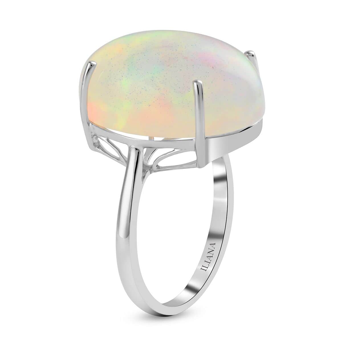 Certified & Appraised Iliana AAA Ethiopian Welo Opal Solitaire Ring in 18K White Gold, Opal Jewelry, Birthday Anniversary Gift For Her 8.35 ctw image number 2