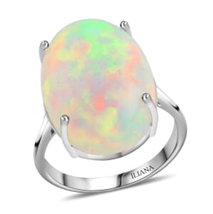 Certified & Appraised Iliana AAA Ethiopian Welo Opal 8.35 ctw Solitaire Ring in 18K White Gold (Size 7.00)