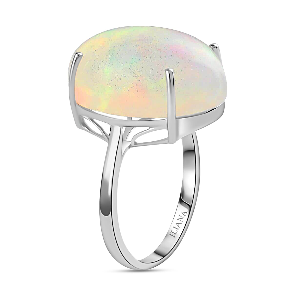 Certified & Appraised Iliana AAA Ethiopian Welo Opal 8.35 ctw Solitaire Ring in 18K White Gold (Size 7.00) image number 2