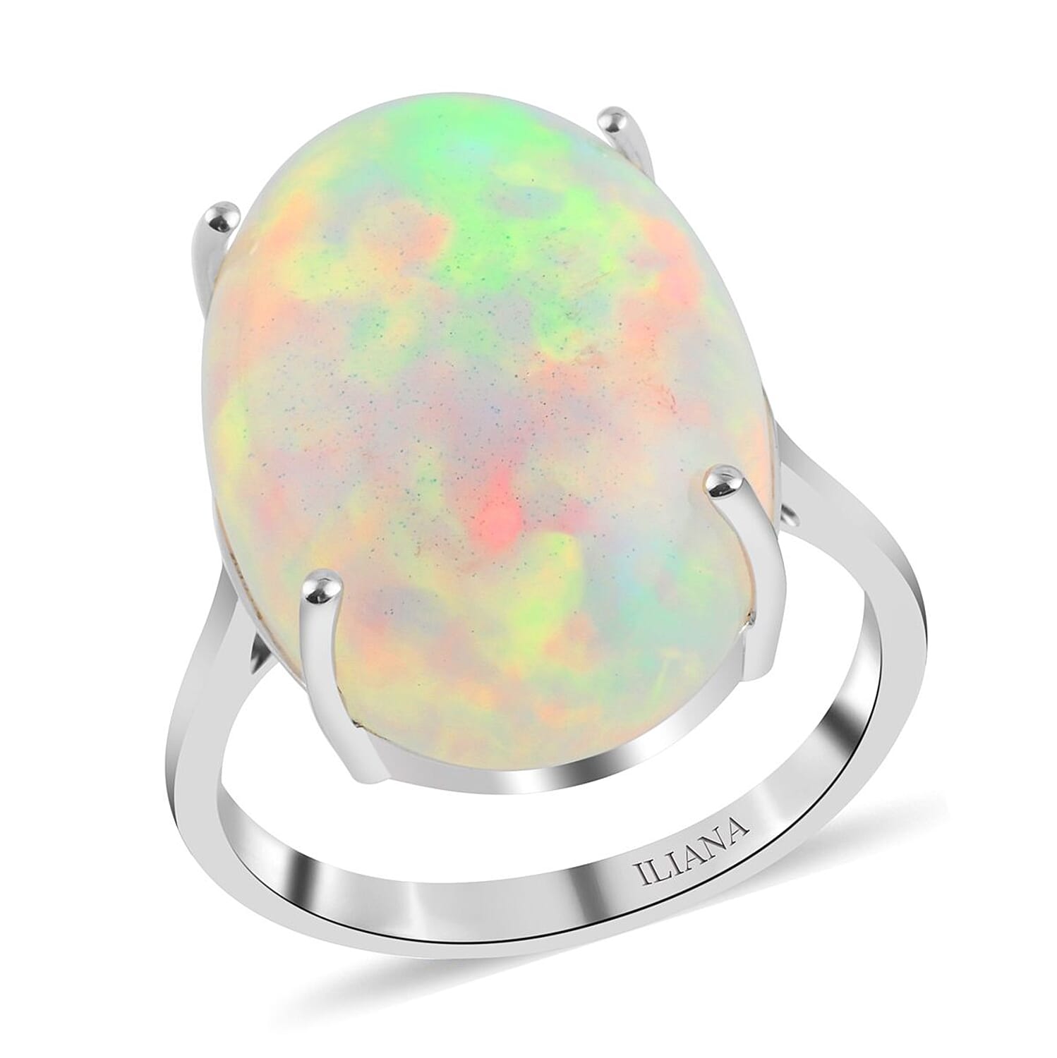 Certified & Appraised Iliana AAA Ethiopian Welo Opal 8.35 ctw Solitaire Ring in 18K White Gold (Size 9.00)