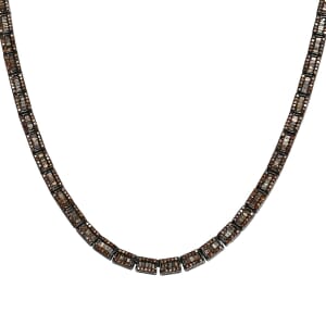 Red Diamond Tennis Necklace, Red Diamond Three Row Necklace, Rhodium and Platinum Over Sterling Silver Necklace, 16 Inch Necklace, Diamond Jewelry For Her 3.85 ctw