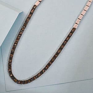 D'Joy Red Diamond Tennis Necklace, Red Diamond Three Row Necklace, Platinum Over Sterling Silver Necklace, 16 Inch Necklace, Diamond Jewelry For Her 3.85 ctw