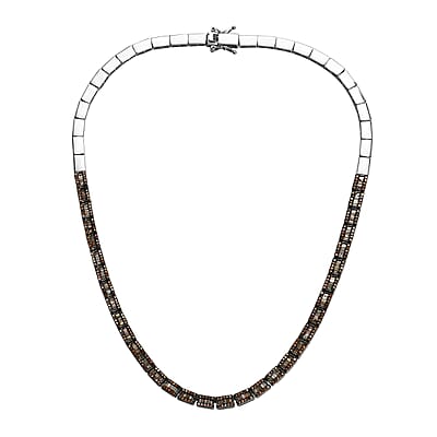 D'Joy Red Diamond Tennis Necklace, Red Diamond Three Row Necklace, Platinum Over Sterling Silver Necklace, 16 Inch Necklace, Diamond Jewelry For Her 3.85 ctw