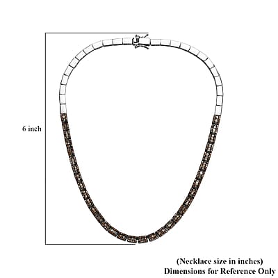 D'Joy Red Diamond Tennis Necklace, Red Diamond Three Row Necklace, Platinum Over Sterling Silver Necklace, 16 Inch Necklace, Diamond Jewelry For Her 3.85 ctw