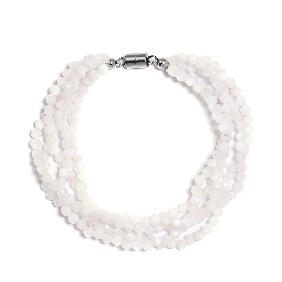 Rainbow Moonstone Beaded Multi Strand Bracelet in Platinum Over Sterling Silver (7.25 In) 55.60 ctw image number 0