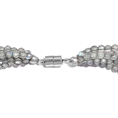 Malagasy Labradorite Chips Twisted Bracelet in Platinum Over Sterling Silver (7.25 In) 44.25 ctw