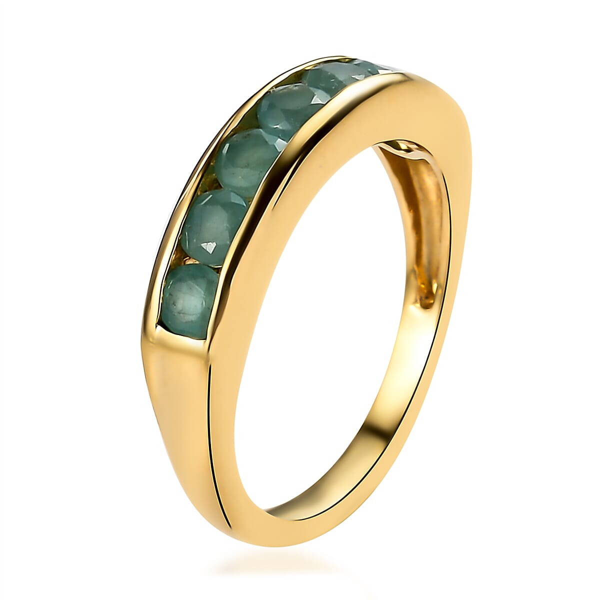 Premium Grandidierite Half Eternity Band Ring in Vermeil Yellow Gold Over Sterling Silver (Size 7.0) 0.85 ctw image number 3