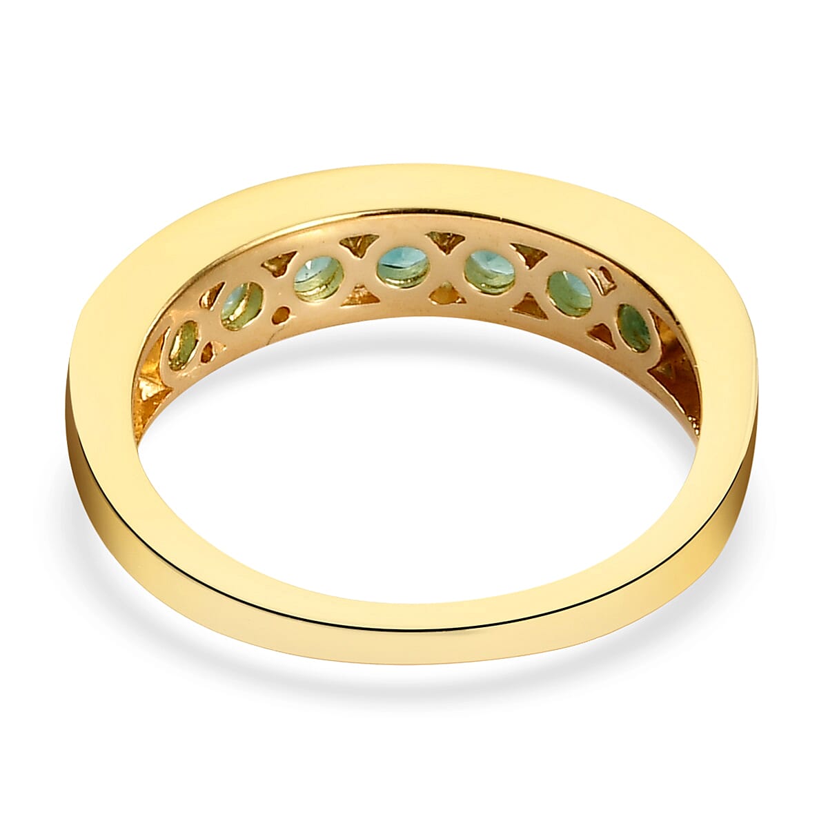 Premium Grandidierite Half Eternity Band Ring in Vermeil Yellow Gold Over Sterling Silver (Size 7.0) 0.85 ctw image number 4