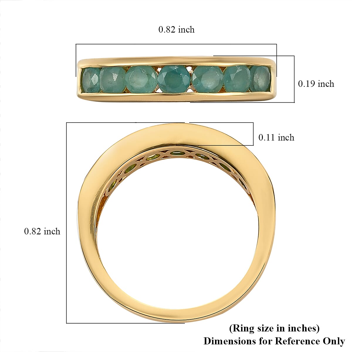 Premium Grandidierite Half Eternity Band Ring in Vermeil Yellow Gold Over Sterling Silver (Size 7.0) 0.85 ctw image number 5