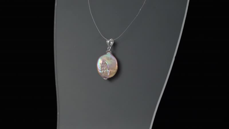 Purple Coin Keshi Pearl Pendant without Chain in Rhodium Over Sterling Silver 8.50 ctw