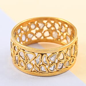 Polki Diamond Band Ring in 14K Yellow Gold Over Sterling Silver (Size 7.0) 1.20 ctw