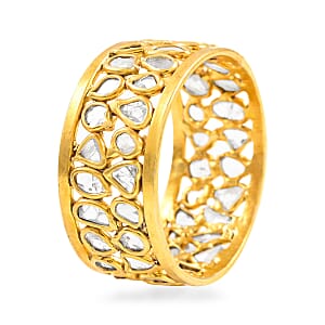 Polki Diamond Band Ring in 14K Yellow Gold Over Sterling Silver (Size 7.0) 1.20 ctw