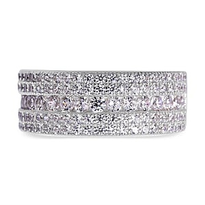Simulated Diamond 1.67 ctw Ring in Rhodium Over Sterling Silver (Size 8)