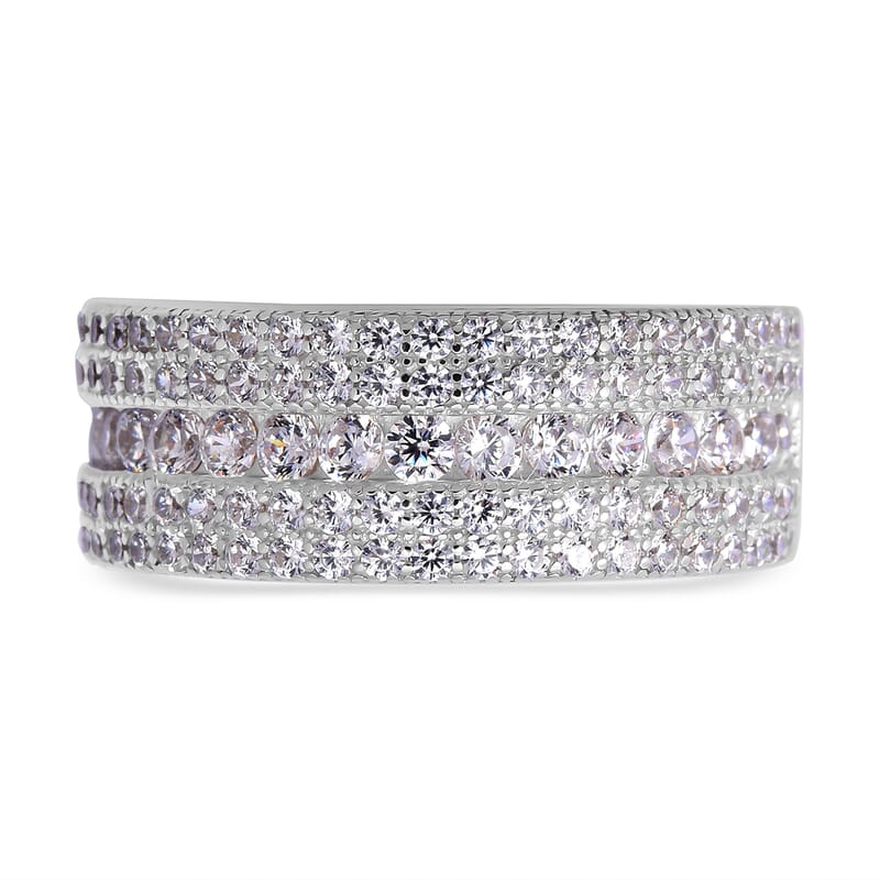 Simulated Diamond 1.67 ctw Ring in Rhodium Over Sterling Silver (Size 8)