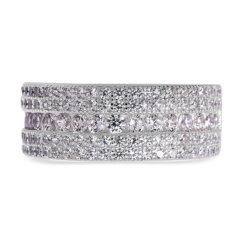 Simulated Diamond 1.67 ctw Ring in Rhodium Over Sterling Silver (Size 8)